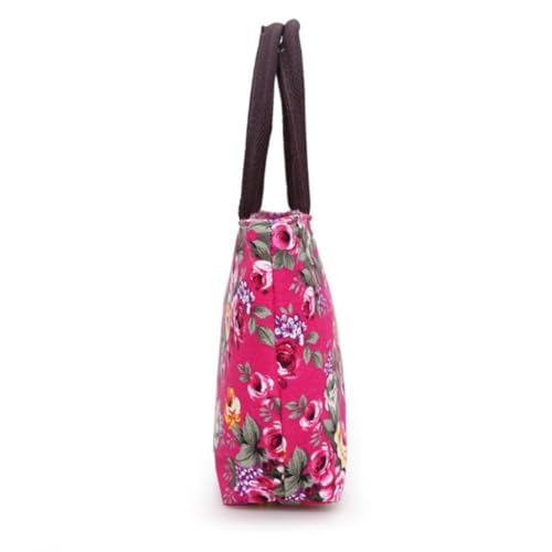 Handbags Flower Durable Canvas Bucket Bag Zipper Shoulder Bags Women(Black)4