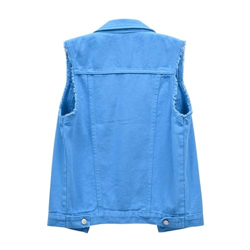 Jean Vest Top for Women 2025 Trendy Plus Size Sleeveless Denim Jacket Comfy Fit Frayed Sleeveless Jacket3