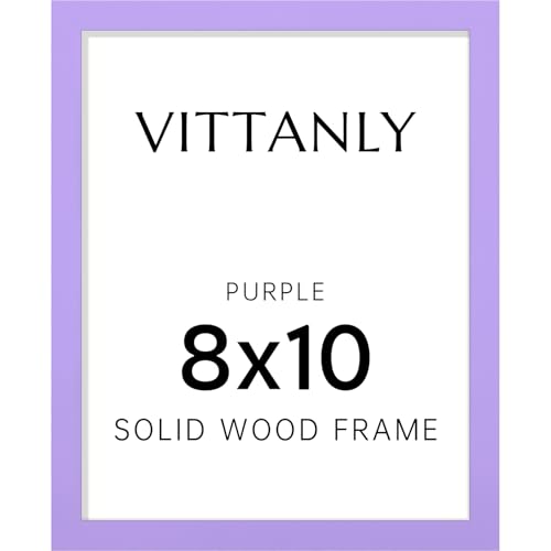 Vittanly 8x10 Picture Frame, Solid Wood Frame with Plexiglass, Purple