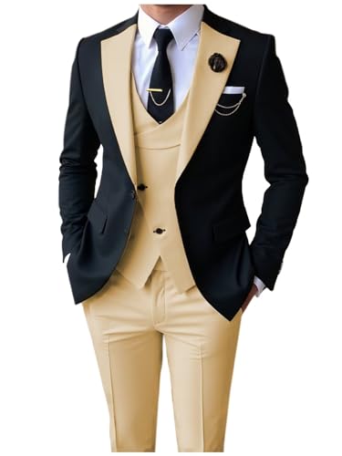 Mens Suit Slim Fit 3 Piece Suits Tuxedo Double Breasted Wedding Prom Tuxedo Party Blazer Vest Pants Set