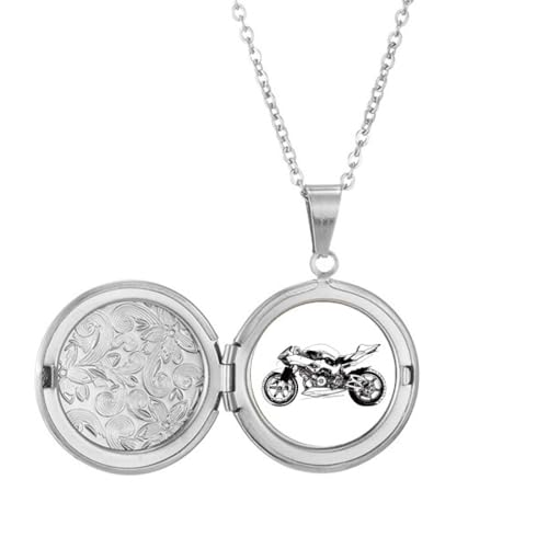 Collier médaillon moto noir en acier pour motard chic