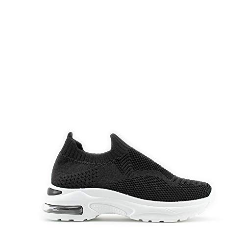 MODELISA - Zapatillas Deportivas Correr Gimnasio Casual Zapatos para Deporte Sin Cordones Mujer (Negro/4, Numeric_36)