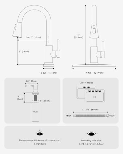 AJO BEND Torneira de pia de cozinha preta fosca sem toque com pulverizador de puxar para baixo, sens