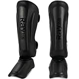 Raytos レガース 【格闘技用レッグサポーター】 キックボクシング 空手 柔道 総合格闘技 に最適 PUレザー＆三重構造内張り ひざサポーター すね当て プロテクター S/M/Lサイズ 3色展開 (黒, S)