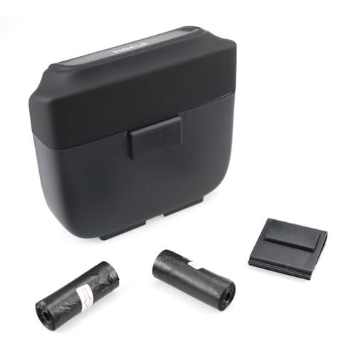 Image of Black Mini Car Trash Can with Lid, 700ml Capacity, 2 Pack + 60pcs Garbage Bags, ABS Material, Car Interior Accessories