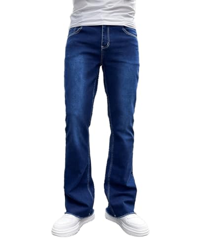 Men's Straight Leg Boot Cut Jeans Stretch Slim Fit Flared Jeans Light Wash Vintage Skinny Denim Pants3