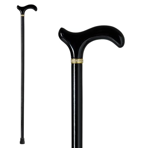 GUYUE Handcrafted Wooden Cane for Men & Women Gentlemans Walking Sticks Ergonomic Senior Canes Natural Solid Wood Luxury Cane Perfect for Gift-Giving (Gloss Black)