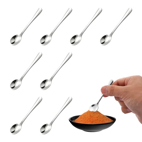 8Pcs Gewürzlöffel Kochlöffel, Tiny Kleine Löffel Edelstahl, Mini Größe 7,5 CM, Espressolöffel Klein, Gewürzlöffel, Edelstahl Mini Löffel,...