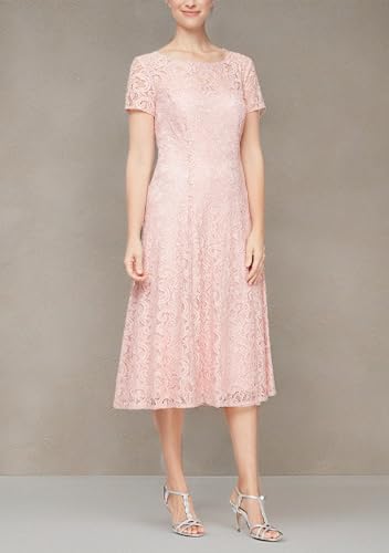 Image of S.L. Fashions Womens Stretch V-Neck Tea Length Dress