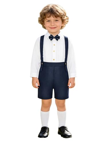 Costume pour garçon confortable combinaison short anti-plis pour mariage