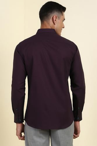 Image of Allen Solly Men's Striped Cotton Blend Formal Shirt | Classic Fit | Crisp Tailored Look | Office, Business & Workwear