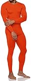 TSLA Men's Thermal Underwear Set, Microfiber Soft Fleece Lined Long Johns, Winter Warm Base Layer Top & Bottom, Soft Micro Fleece Orange, X-Large