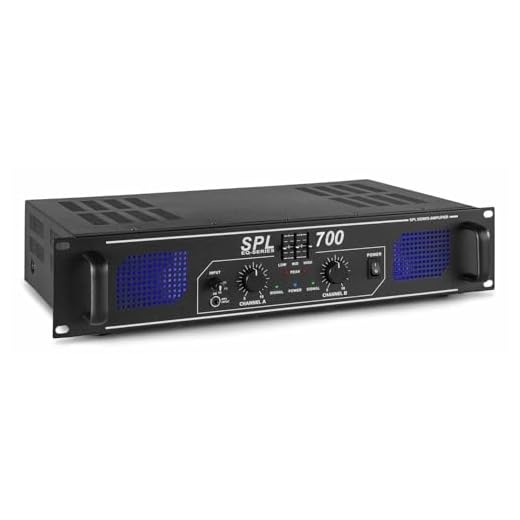 Skytec SPL 700 Amplificador 2x 350W EQ, ecualizador de 3 bandas integrado, Audio 2.0, 3 tomas RCA, toma de 3,5 mm, indicador LED de clip, ideal para Hifi, perfecto para DJ avanzados