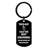 YEEQIN Funny Boyfriend Keychain Gifts for Boyfriend Valentines Birthday Gifts for Him Funny Boyfriend Gift Ideas This Guy Has The Best Girlfriend