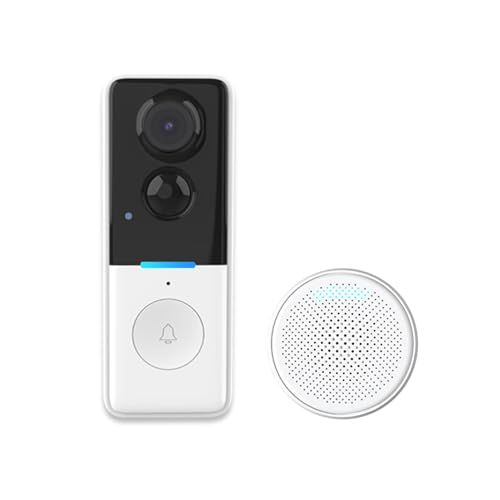 Swokely Timbre Inteligente Cámara de Puerta Control de Aplicación TY Visión Nocturna por Infrarrojos Videoportero Recargable Timbre Intercomunicador Bidireccional para Uso en Puerta de (Blanco)