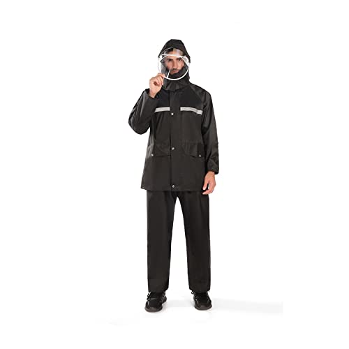 Combinaison de pluie homme MAHE, ensemble haute performance imperméable et coupe-vent noir XL