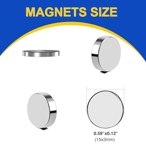 Image of 80 Pcs Rare Earth Magnets, 15x3mm Neodymium Magnets Tiny Disc Magnet Small Whiteboard Magnets for Crafts, DIY, Office, Dry Erase Board, STEM Measurement Kit, Science Experiments