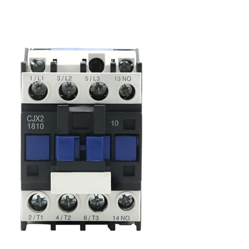 FPJQOBJC Contactor de CA CJX2-1810 LC1, 18 A, trifásico, 3 Polos, NO, Voltaje de Bobina: 380 V, 220 V, 110 V, 36 V, 24 V, 50/60 Hz, Montaje en riel DIN, 3P+1NO, Normalmente Abierto(AC 110V)