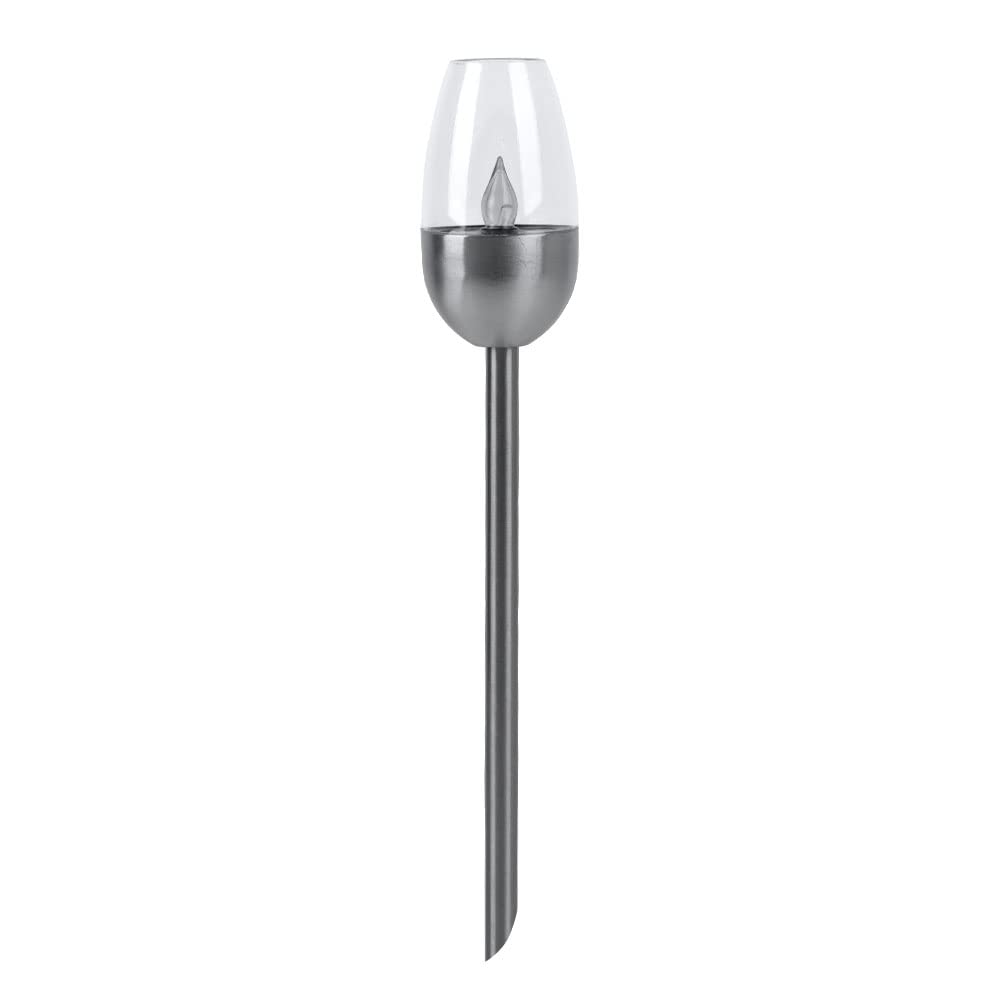 Solarleuchte Wegelampe Außenleuchte, Gartenfackel mit Feuereffekt, Terrassenlampe, integrierter Akku, Metall, schwarz, LED, DxH 6x38cm, 5er Set