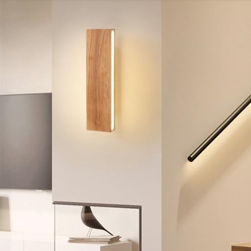 Aplique de pared interior nórdico LED rectangular de madera para sala 7
