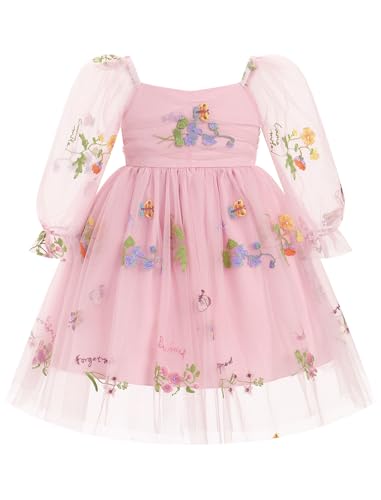 IMEKIS Fairy Dress Girls: Toddler Tulle Thanksgiving Smocked Dress Long