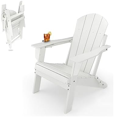Adirondack Folding Chair for Garden, Patio or Deck - Arm Rests an...