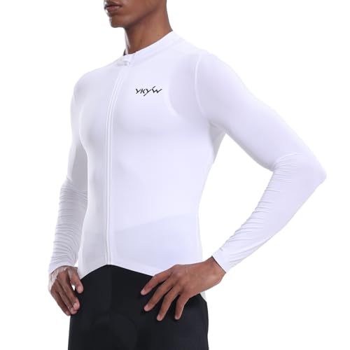 Image of YKYWBIKE Cycling Jersey Men Aero Race Fit, Road Bike Jersey Short Sleeved Moisture Wicking, Breathable,Zip Pocket,UPF50+