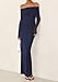 PRETTYGARDEN Fall Dresses for Women 2025 Elegant Off The Shoulder Long Sleeve Formal Wedding Guest Bodycon Maxi Dress(Navy,Small)