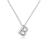 MTINEAPS Silver Initial Necklaces for Teens Women, Teen Gifts Trendy Bubble Letter Pendant Necklace Jewelry Personalized Birthday Gifts for Teens Women B