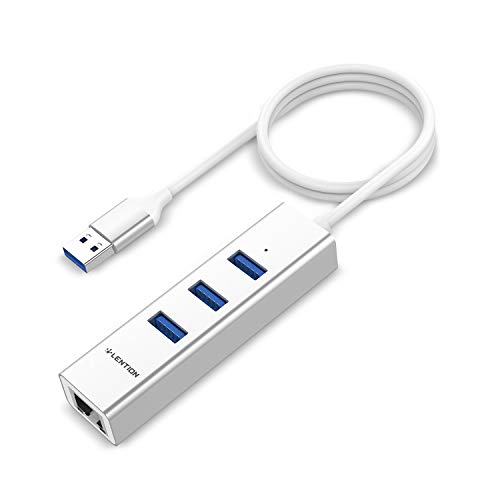 lention Hub USB 3.0 de 3 Puertos con Red Gigabit Ethernet Adaptador LAN RJ45 Compatible con MacBook Air/Pro (generación Anterior), iMac, Surface, Chromebook, más laptops Tipo A (0.5M, Astilla) Cover