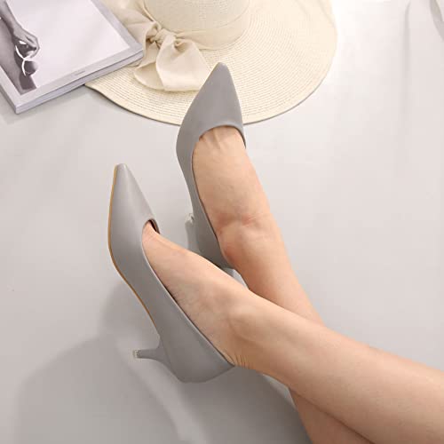 Image of Women's Low Kitten Heel Pumps Classic Fashion Dress Pumps Simple Heeled Shoes for Office Work