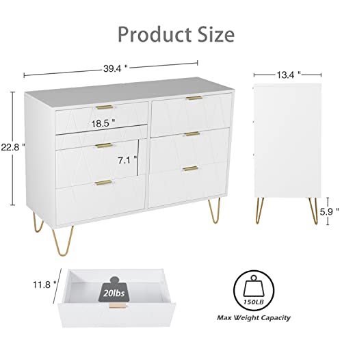 Anbuy 3 Pcs Bedroom Sets, 6 Drawer Dresser And Night Stand Sets For Bedroom, Two Drawers Nightstand Set Of 2 & 6 Drawer Dresser Combo 3 Pieces thumb #5