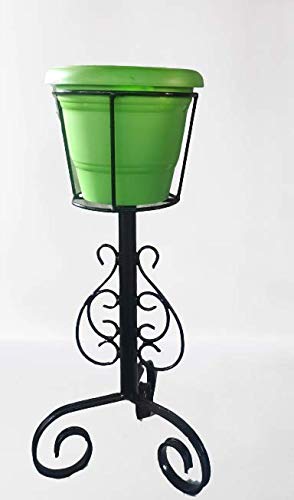Dwarka Fabricators Metal Lamp Style Gardening Pot Stand (Black/Brown/White)