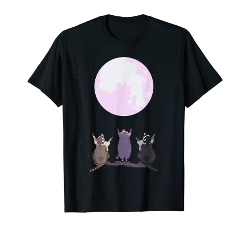 アライグマの遠吠えの月3匹のオオカミのパロディ - かわいいアライグマ Tシャツ