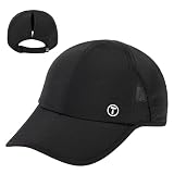 TOP-EX Womens High Ponytail Baseball Cap Cooling UPF 50 Summer Waterproof Sun Hat for Running Golf Tennis Sports Foldable Black L/XL