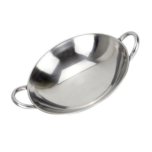 BESPORTBLE Dry Pot Stoves Wok Chinese Cookware Chinese Cooking Pot Household Pan Wok for Stove Asian Fry Wok Steel Wok Pan Stir Fry Pans Chefs Stainless Steel Round Bottom Small Saucepan 28c