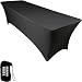 Amazin Gear SKRIMS PRO DJ Table Scrim Cover, 4' BLACK Rectangular Stretch Spandex Tablecloth w/Cable Holes +FREE Bag