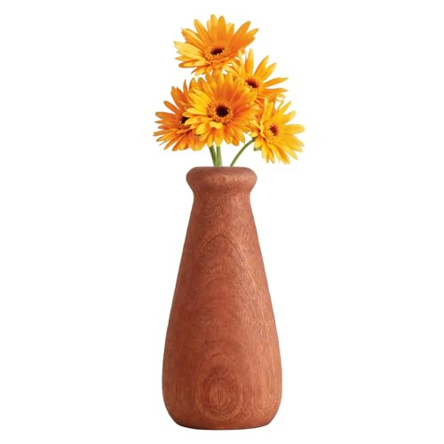 Jarrón de madera para flores, adorno de arreglo floral, florero de madera, maceta, para boda, compromiso, fiesta, comedor, dormitorio, restaurante, casa de té