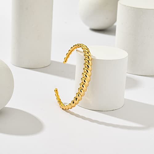 Starain 4 Pieces Gold Beaded Ball Bracelets For Women Girls Dainty Twisted Chunky Cuff Bangle Stackable Elastic Gold Bead Ball Bracelet Set #TOP3