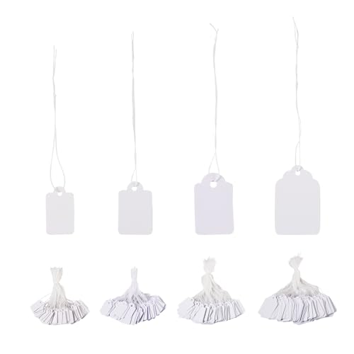 Elecrelive 1100 peças etiquetas de preço de papel branco marcando etiquetas com cordão tamanho misto