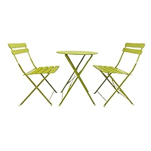 Rebecca Mobili Ensemble Table Et Chaises d’Extérieur, Ensemble Bistro, Acier, Vert, Gain De Place, pour Jardin Et Balcon – Dimensions HxLxP : 71 x 60 x 60 cm – Art. RE6829
