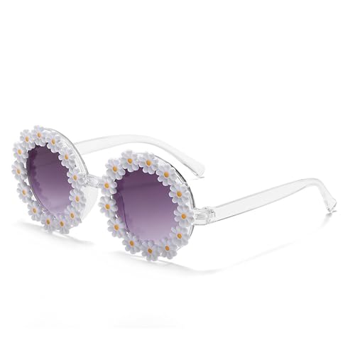 Round Flower Sunglasses for Women Retro Daisy Cute Glasses UV 400 Protection Flower Shaped Glasses for Outdoor Beach