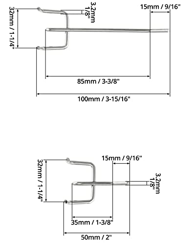 QWORK® 60X Lochwandhaken, Stecktafel Haken Werkzeugwand Haken für Verkaufsdisplays (5cm, 10cm)
