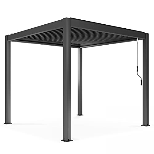 Oviala Pergola bioclimática autotransportada Gris 3 x 3 x 2.57 m