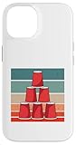 Installation facile Coque pour iPhone 14 Tasse à empiler pyramide rouge jeu de fête nostalgie