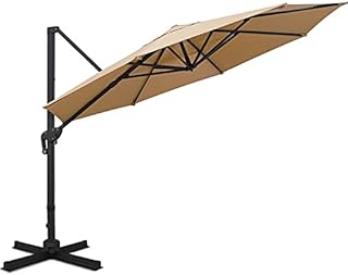Sunnyglade 11FT Cantilever Patio Umbrella Round Deluxe Offset Umbrella 360°Rotation & Integrated Tilting System Heavy Duty Patio Hanging Umbrella for Market Garden Deck Pool Backyard Patio(Tan)