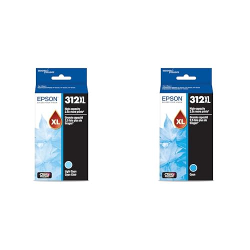 Image of Epson 312 Claria Photo HD Ink High Capacity Light Cyan & Cyan Cartridges (T312XL520-S & T312XL220-S) for XP-8500, XP-8600, XP-8700, XP-15000