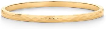 PAVOI 14K Yellow Gold Plated Faceted Bangle Bracelets for Women | Waterproof Stainless Steel Hammered Hinged Bracelet | 7.5"