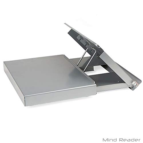 Mind Reader Monitor Adjustable And Portable Reading, Book, Tablet, Ipad Stand, Document Holder Metal Riser With Easel, Silver #TOP2