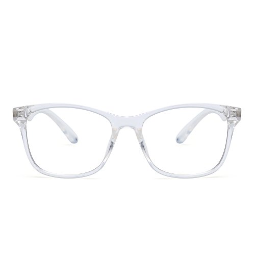 JIM HALO Square Blue Light Blocking Computer Glasses Reduce Eye Strain Anti Glare Clear Lens Video Eyeglasses Men Women Clear